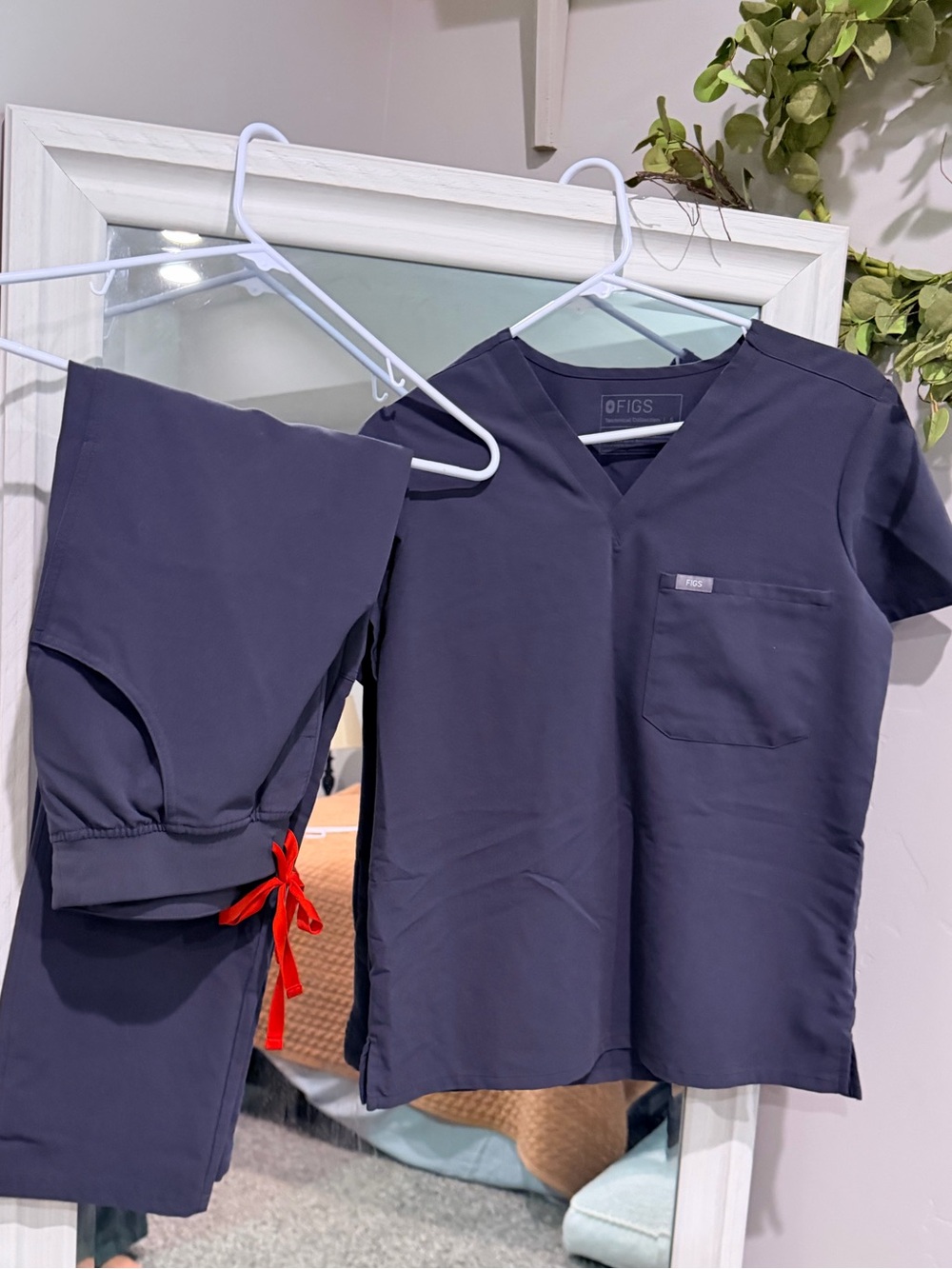 FIGS Scrub Set with Red Drawstring Accent
